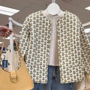 Japan Women Floral Quilted Cottage farm jacket